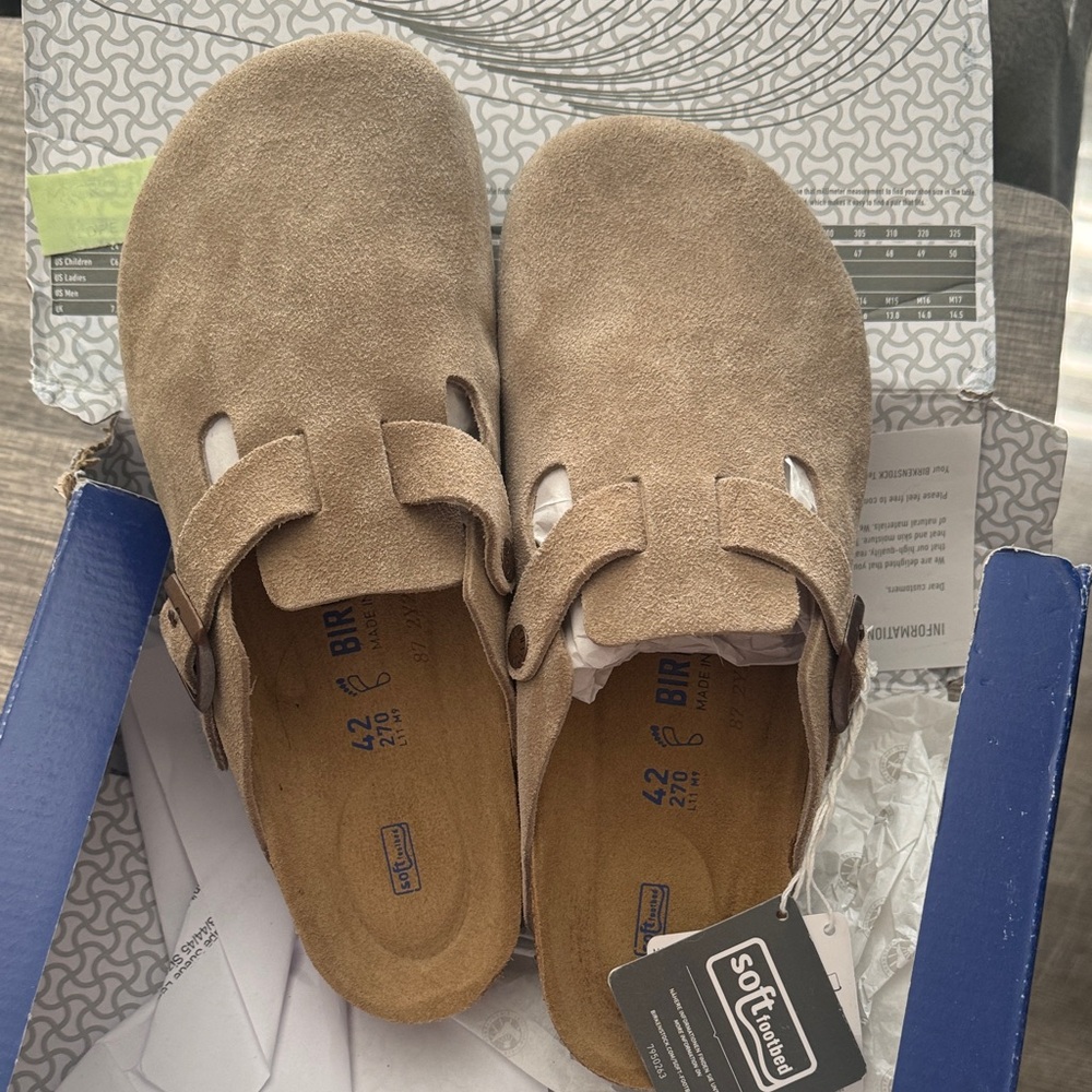 Birkestock Tan Suede Clogs